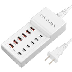 Sccvee USB charging station front view with 12 ports for simultaneous charging.