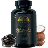 Schizandu activated coconut charcoal capsules bottle on counter for daily wellness