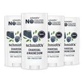 Schmidt's Charcoal Magnesium deodorant 4-count front view shows aluminum-free formula.