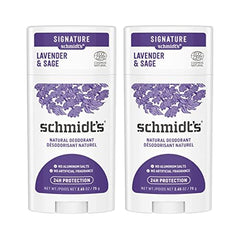 Schmidt's Lavender & Sage aluminum-free deodorant bottle with 24-hour odor protection.