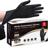 Schneider Black nitrile exam gloves in medium for medical and prep use