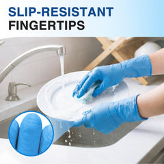 Schneider blue nitrile gloves texture close-up highlighting grip and tactile sensitivity