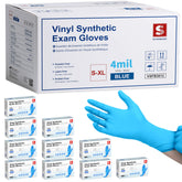 Schneider blue vinyl gloves box view showing packaging and visibility.