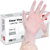 Schneider clear vinyl exam gloves 4mil XL box front for quick selection and reliable barrier protection.