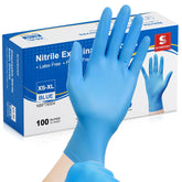Schneider nitrile exam gloves in blue box for medical-grade protection and everyday use.