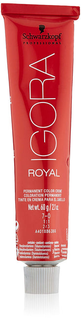 Schwarzkopf Igora Royal 7-0 color mix for even, natural blonde result.