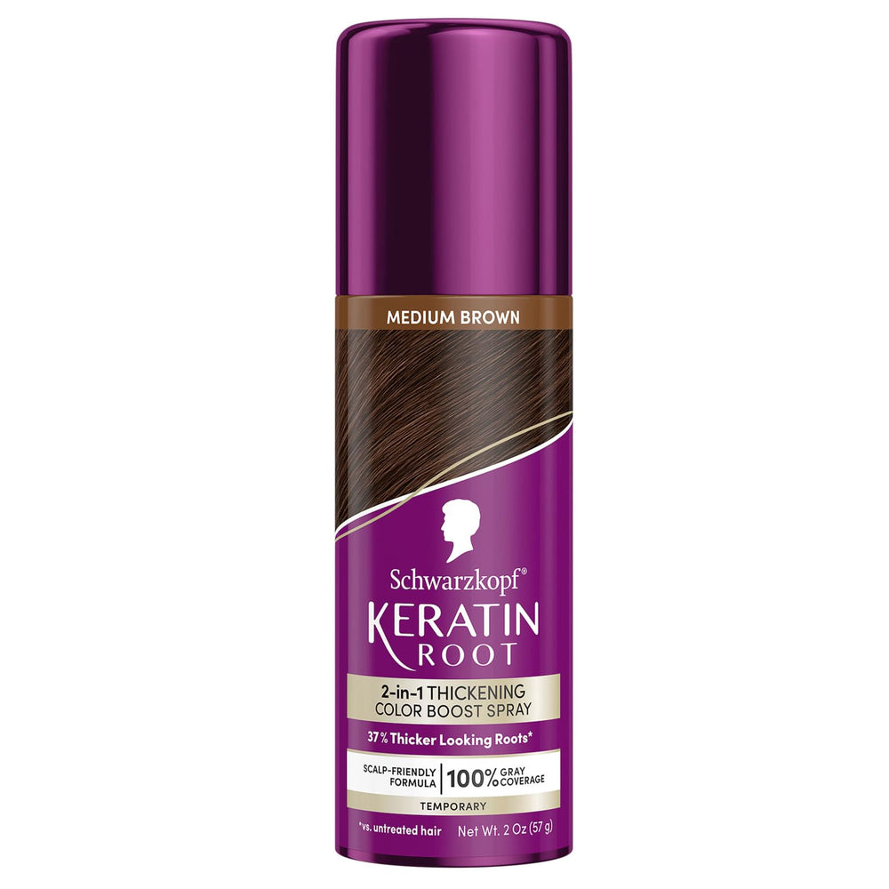 Schwarzkopf Keratin Color Root Spray bottle for quick gray coverage on dark brown hair