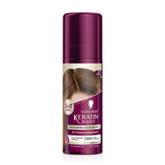 Schwarzkopf Keratin Root Color Spray in light brown for fast gray coverage.