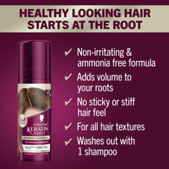 Schwarzkopf Keratin Root Spray targets roots with precision for mess-free touch-ups.
