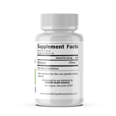 Scientific Health Solutions Melatonin bottle label highlights US-made production and high-purity formula.