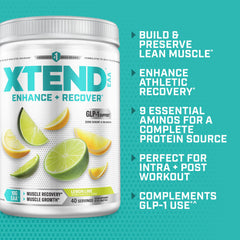 Scivation Xtend BCAAs scoop with powder on a countertop for easy mixability.