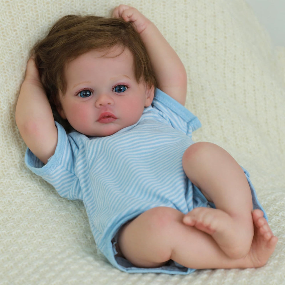 SCOM 18-inch reborn baby doll face close-up for imaginative play