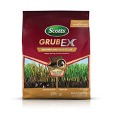 Scotts GrubEx1 bag front view emphasizes season-long grub protection for lawns.