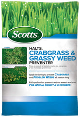 Scotts Halts bag front showing packaging and coverage up to 10,000 sq ft for lawns.