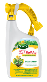 Scotts Liquid Turf Builder Plus 2 Weed Control bottle for quick lawn feed and weed control.