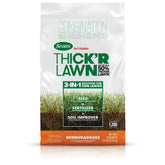 Scotts Thick'R Lawn Bermudagrass bag shows 12-lb coverage for up to 1,200 sq ft.
