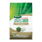 Scotts Turf Builder Southern Gold tall fescue seed bag in a sunlit lawn