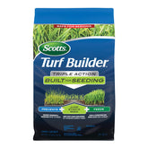Scotts Turf Builder Triple Action seeding bag ready for new lawn development.