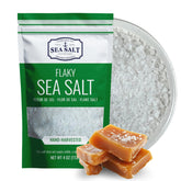 Sea Salt Superstore Baja Fleur de Sel grain crystals glisten for finishing dishes.