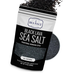 Sea Salt Superstore Black Lava Hawaiian Salt with charcoal bottle for premium seasoning and color.