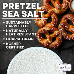 Pretzels baked with Sea Salt Superstore coarse salt for crisp finish.