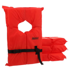 SEACHOICE orange PFD Type II suited for adults 30-52 inch chest in water activities.