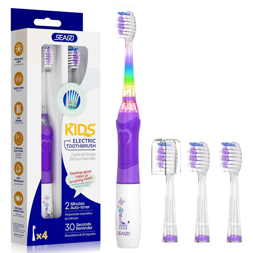 SEAGO Kids electric toothbrush handle in purple with ergonomic grip for young brushers