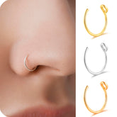 Sealoy fake clip-on nose ring in gold for adjustable, comfortable non-piercing wear