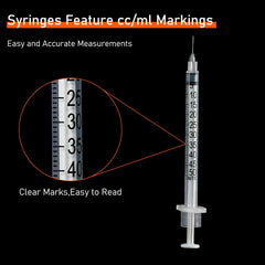 Searvgrh U-100 syringe showing individually wrapped packaging for safety.