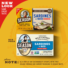 Season Sardines bone-in fillets showing calcium-rich nutrition.