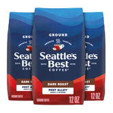 Seattle's Best Coffee Post Alley dark roast ground coffee 3-bag pack for bold mornings.