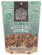 Second Nature Keto Crunch packaging featuring resealable pouch for convenient snacking.