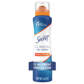 Secret Clinical Strength Dry Spray bottle close-up showing daily protection.
