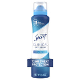Secret Clinical Strength dry spray bottle shown for fast, residue-free protection throughout the day.