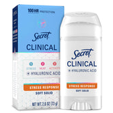 Secret clinical-strength soft-solid application demonstrates smooth glide and long-lasting protection.