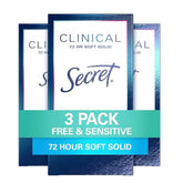 Secret Clinical Strength unscented soft-solid application demonstrating smooth glide for dryness