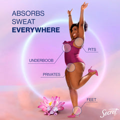 Secret Dry Feel Cream underboob application demonstrates multi-area protection and comfort