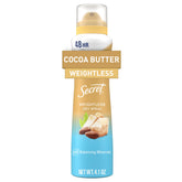 Secret Dry Spray bottle front view with cocoa butter scent for daily freshness.