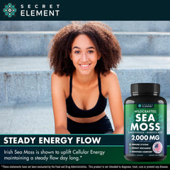 Secret Element Sea Moss Capsules burdock root visible in the blend for daily use