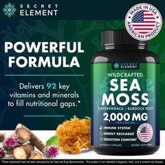 Secret Element Sea Moss Capsules closeup of capsules for convenient daily use