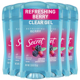 Secret Fresh bottle closeup with berry scent for lasting confidence.