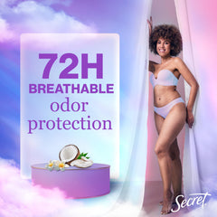 Secret invisible solid application bottle demonstrates smooth glide and invisible finish.