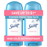 Secret Wide Solid deodorant in Powder Fresh, front view for all-day dryness.