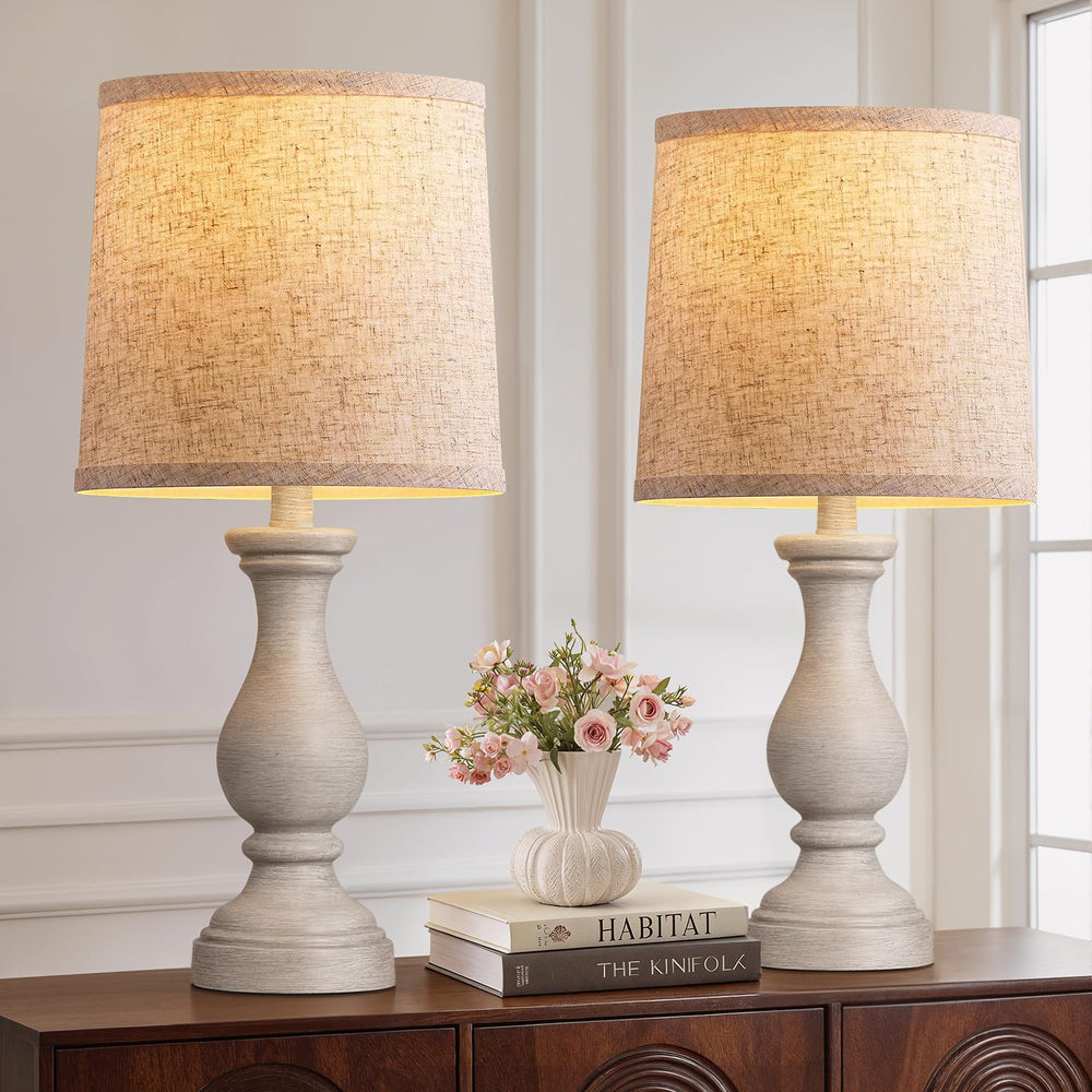 Seealle farmhouse table lamps set 2 with warm ambient light