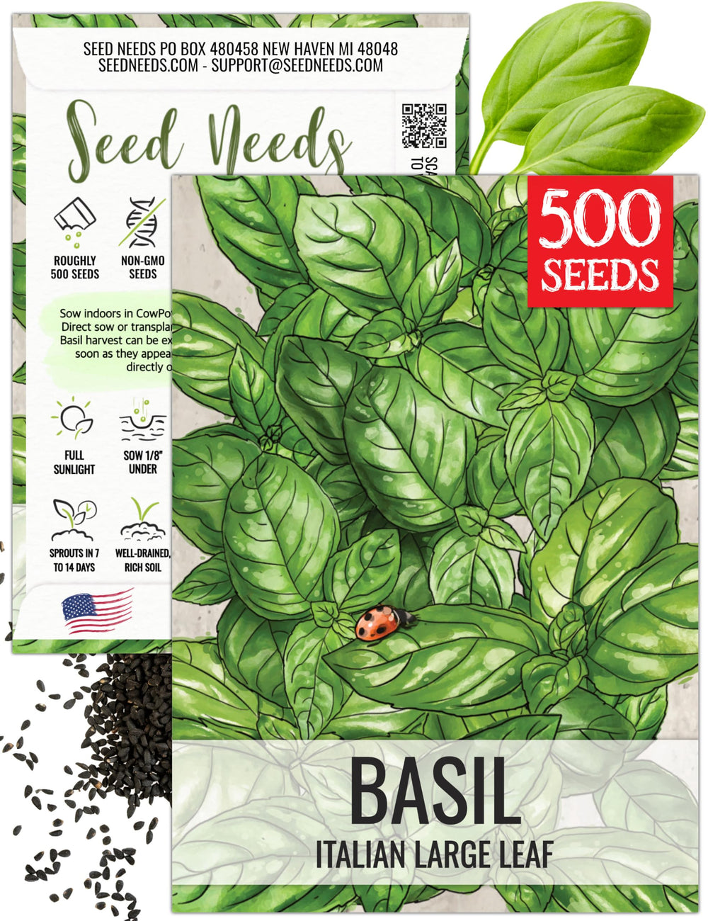 Seed Needs Basil Seeds Italian Large Leaf Pack for thriving indoor herb gardens.