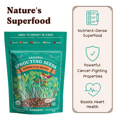Seedboy superfood blend clover seeds produce sweet, crunchy microgreens.