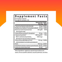 Seeking Health B Complex Plus label close-up showing choline and riboflavin details