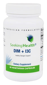 Seeking Health DIM & I3C bottle front view for balanced estrogen support.