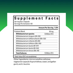 Back label view of Seeking Health ProBiota Bifidobacterium with dosing guidance