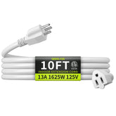 Seeklyze 16/3 white extension cord 10ft for reliable indoor power access.